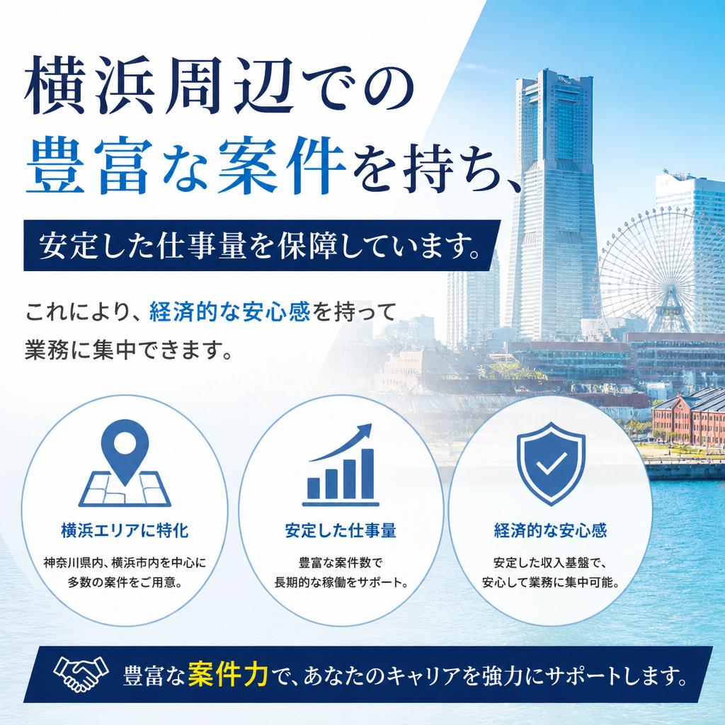 横浜エリアでの安定した仕事量