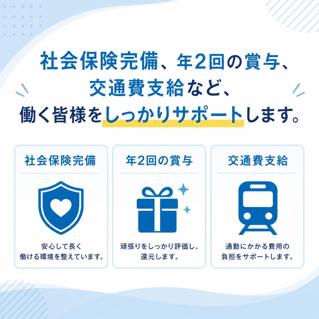 充実の福利厚生とサポート制度