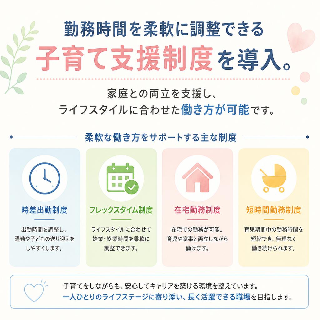 5. 子育て支援制度も！家庭との両立が可能